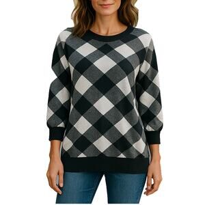LOFT Black and White Checkered Sweater